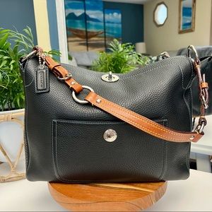 COACH CHELSEA Pebbled Leather Shoulder Bag Black Brown Teal Hobo Vintage